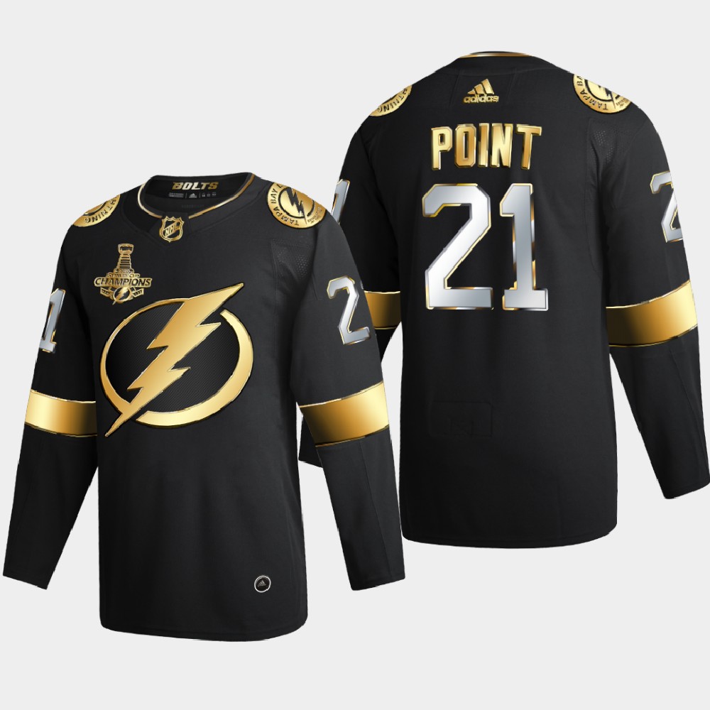 Tampa Bay Lightning 21 Brayden Point Men Adidas Black Golden Edition Limited Stitched NHL Jersey